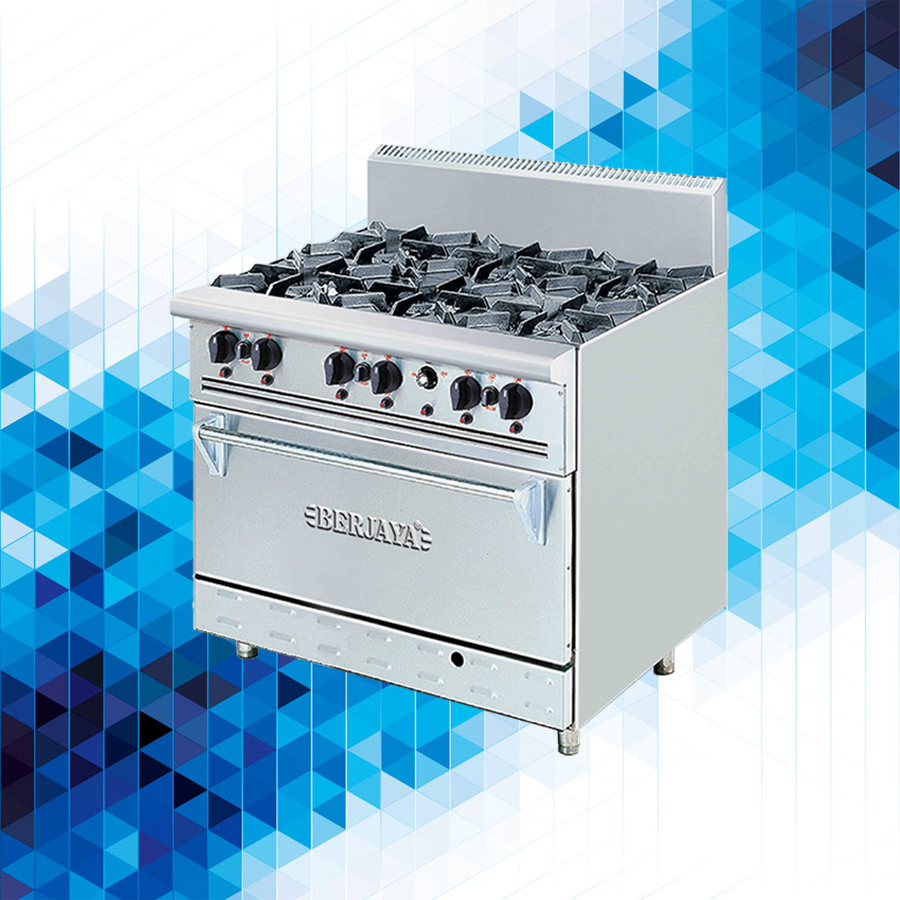 STAINLESS STEEL DELUXE RANGE OVEN WITH 6 OPEN BURNERS DRO-6L 