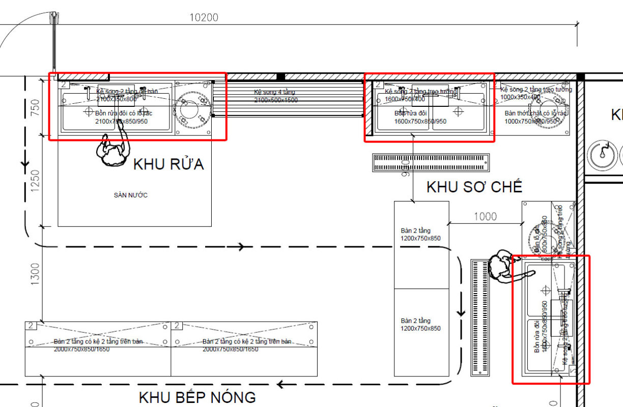 Bảng vẽ thiết kế bếp bệnh viện Nhi đồng 1